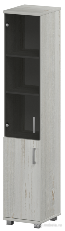 Офисный шкаф узкий высокий закрытый 2 двери (ЛДСП + стекло)