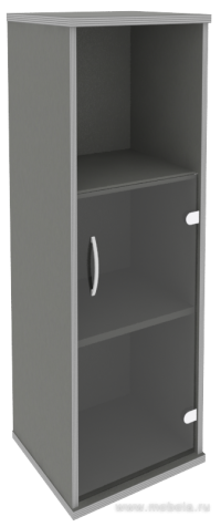 Офисный шкаф узкий средний со стеклом + полка), Л/Пр.