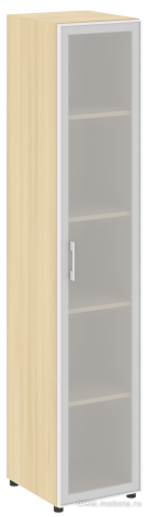 Офисный шкаф узкий закрытый со стеклом в раме Л/ПР