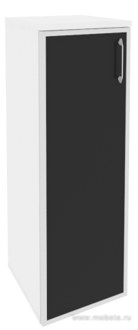 Офисный шкаф средний узкий чёрное стекло в раме (лев/прав) 