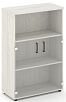 Офисный шкаф средний широкий (2 низких фасада стекло, задняя стенка ЛДСП)