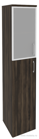 Офисный шкаф высокий узкий со стеклом в раме (лев/прав) 