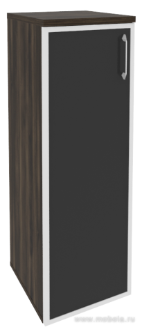 Офисный шкаф средний узкий чёрное стекло в раме (лев/прав) 