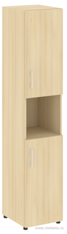 Офисный шкаф узкий закрытый + открыт. полка Л/ПР