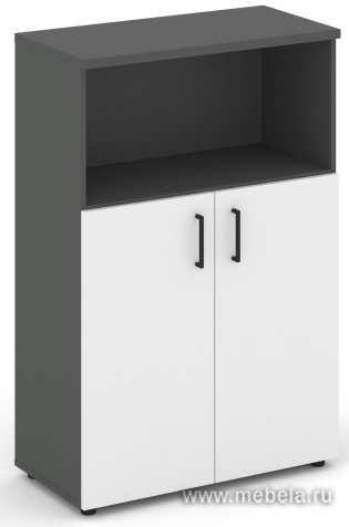 Офисный шкаф средний широкий (2 низких фасада, задняя стенка ЛДСП)