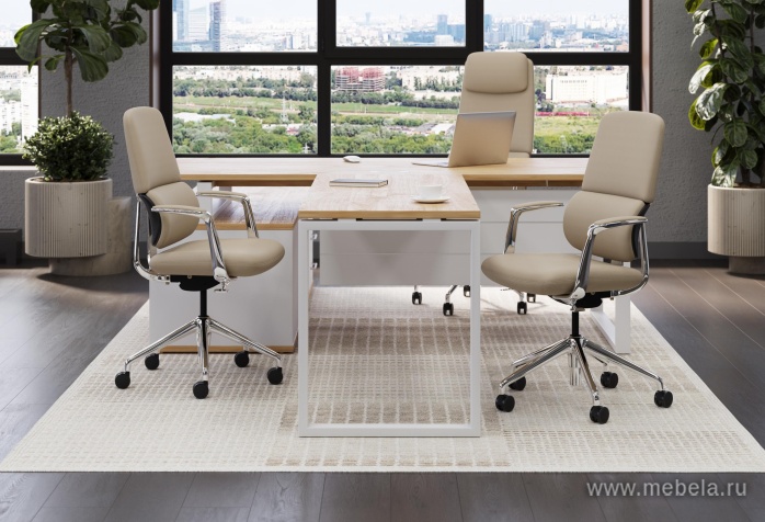 Стол руководителя на металлокаркасе с опорной тумбой (правый)