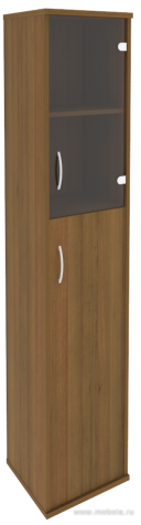 Офисный шкаф узкий комбинир.со стеклом, Л/Пр.
