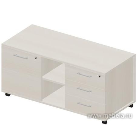Тумба мобильная сервисная правая (3 секции, стандартные колёсные опоры, ручки - алюминий)
