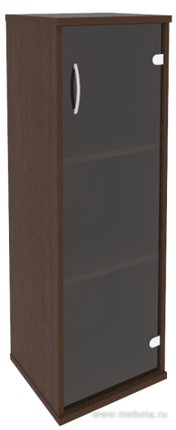 Офисный шкаф узкий средний со стеклом, Л/Пр.