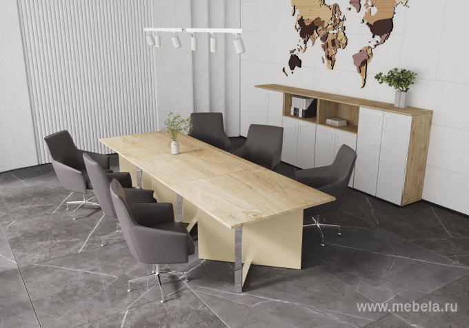 Стол руководителя на металлокаркасе с опорной греденцией (левый)