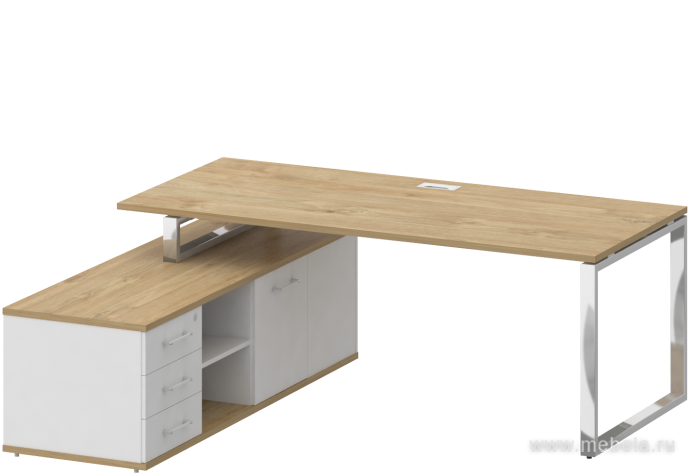 Стол руководителя на металлокаркасе с опорной греденцией (левый)