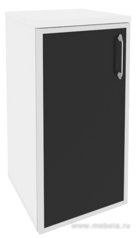 Офисный шкаф низкий узкий чёрное стекло в раме (лев/прав) 