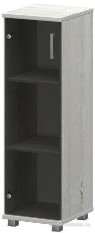 Офисный шкаф узкий средний закрытый (стекло)