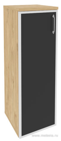 Офисный шкаф средний узкий чёрное стекло в раме (лев/прав) 