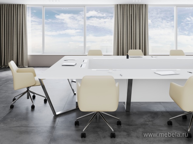 Стол переговорный квадратный с лючками из нержавеющей стали