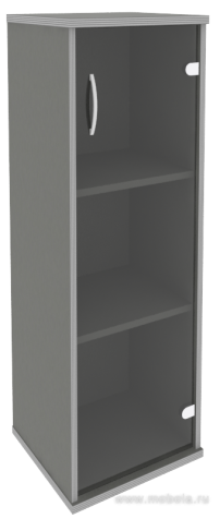 Офисный шкаф узкий средний со стеклом, Л/Пр.