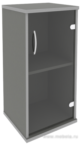 Офисный шкаф узкий низкий со стеклом, Л/Пр.